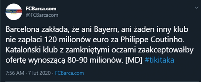 TAKĄ OFERTĘ przyjmie Barca za Coutinho... :D